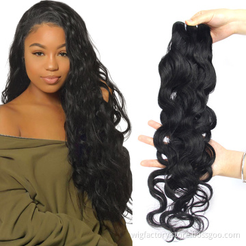 Wholesale price virgin best lady weaves, natural color malaysian ocean wave weft hair